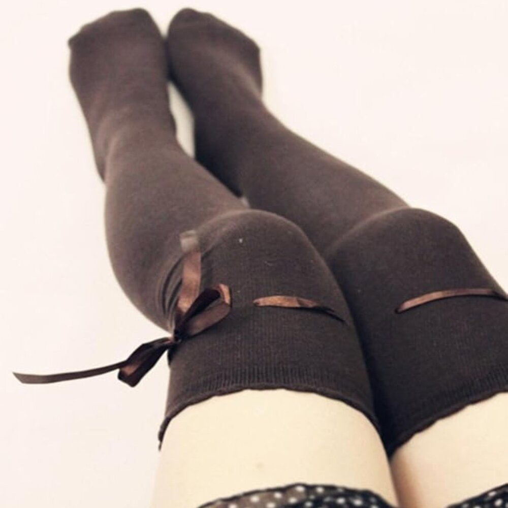 Thigh Brown High Socks
